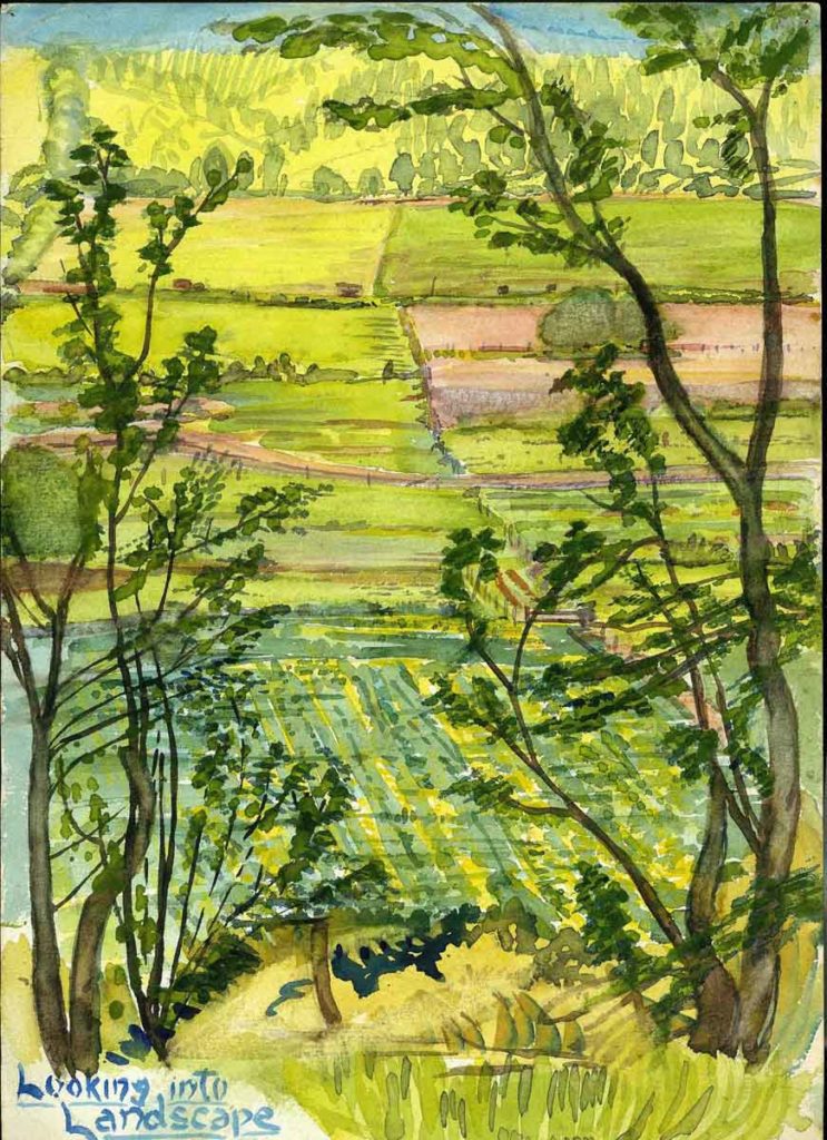 'Looking into Landscape' Watercolour by Ross Nichols