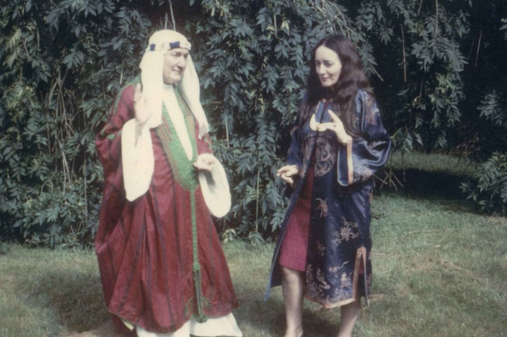 Ross and Olivia Robertson posing in fancy dress at Huntington (now Clonegal) castle Ireland