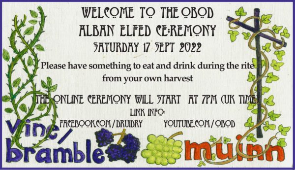OBOD Alban Elfed/Autumn Equinox Online Ceremony