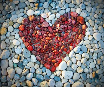 Red Heart mde of of Pebbles